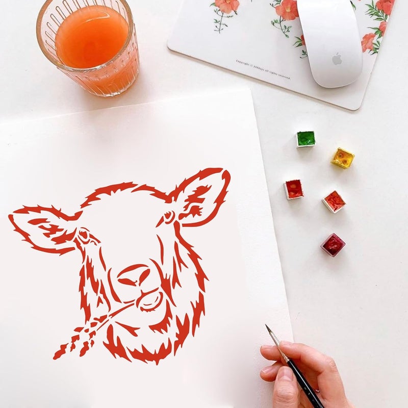 Resflyar 15 PCS 8 Inch Farmhouse Animals Stencils, Farm Reusable Plastic Templates for Painting on Wood Burning, Farm Animal Cow Pig Horse Stencils for Farmhouse Barn Furniture Wall Fabric DIY Crafts Decor - Image 5